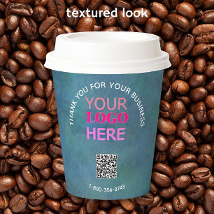 Business Thanks Texture Look Phone Logo QR Code Paper Cups