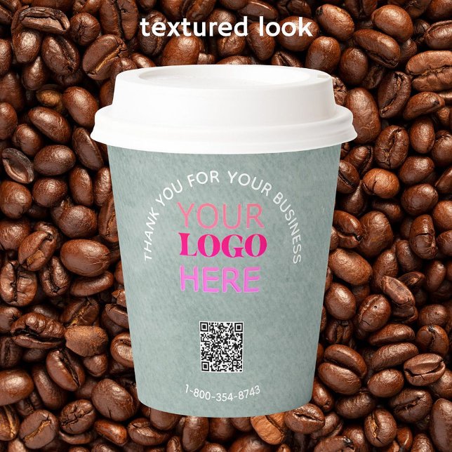 Business Thanks Texture Look Phone Logo QR Code Paper Cups (Creator Uploaded)