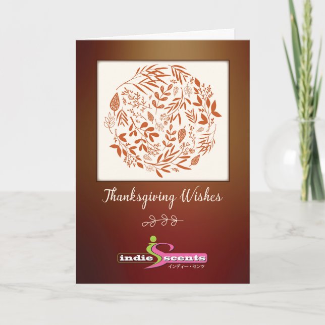Business Thanksgiving  Appreciation Wreath Leaves Holiday Card (Front)