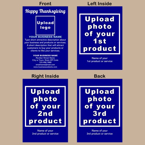 Business Thanksgiving Blue Folded Greeting Card
