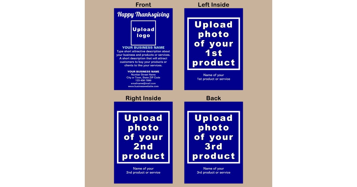 Business Thanksgiving Blue Folded Greeting Card | Zazzle