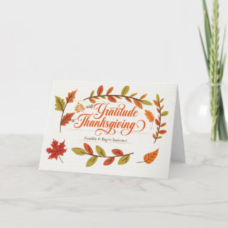 Business Thanksgiving Gratitude Autumn Leaves Holiday Card