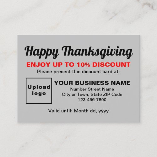 Business Thanksgiving Gray Discount Card