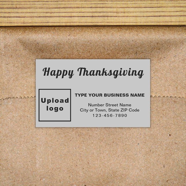 Business Thanksgiving Gray Rectangle Sticker (Your business brand with Thanksgiving greeting on gray rectangle sticker.)