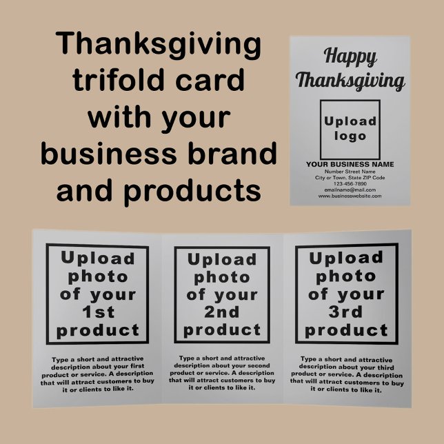 Business Thanksgiving Gray Trifold Card (Creator Uploaded)