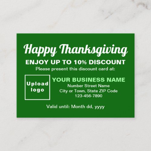 Business Thanksgiving Green Discount Card