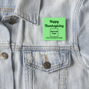 Business Thanksgiving Greeting, Light Green Square Button