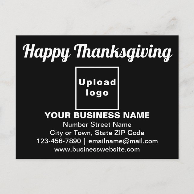 Business Thanksgiving Greeting on Black Postcard (Front)