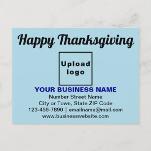 Business Thanksgiving Greeting on Light Blue Postcard