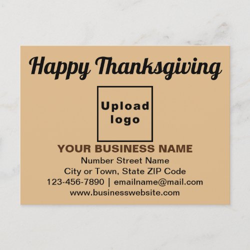 Business Thanksgiving Greeting on Light Brown Postcard