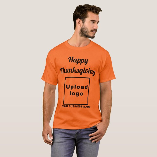 Business Thanksgiving Greeting on Orange Color T-Shirt (Front Full)