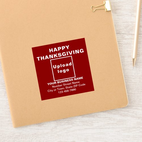 Business Thanksgiving Greeting on Red Square Vinyl Sticker