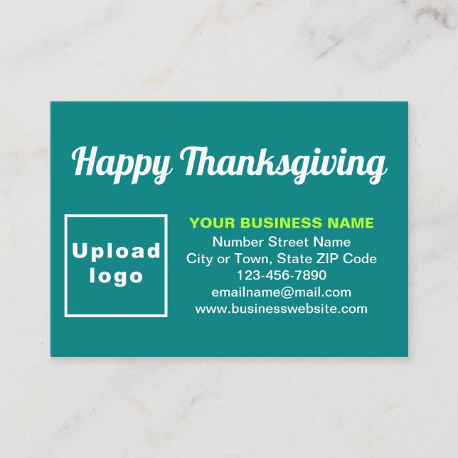 Business Thanksgiving Greeting on Teal Green Enclosure Card (Front)
