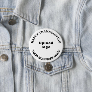 Business Thanksgiving Greeting on White Round Button