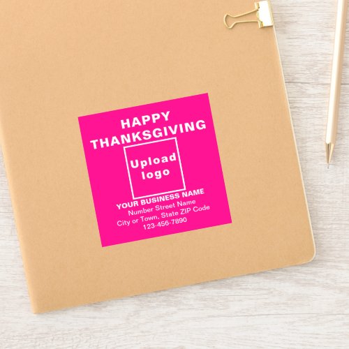 Business Thanksgiving Greeting Pink Square Vinyl Sticker