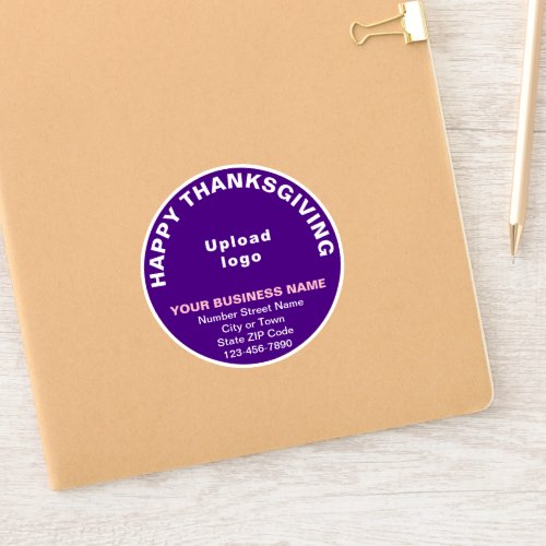 Business Thanksgiving Greeting Purple Round Vinyl Sticker