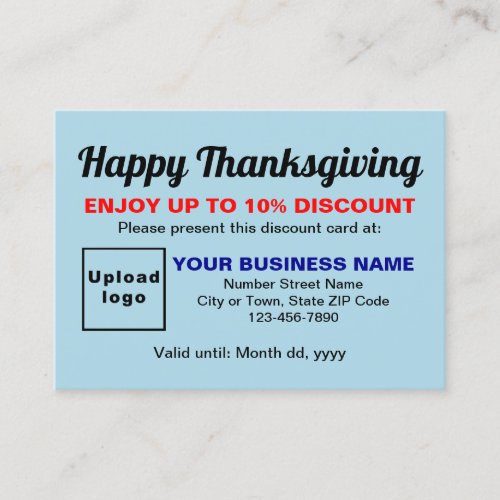 Business Thanksgiving Light Blue Discount Card