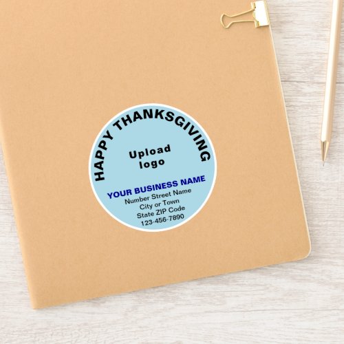 Business Thanksgiving Light Blue Round Vinyl Sticker
