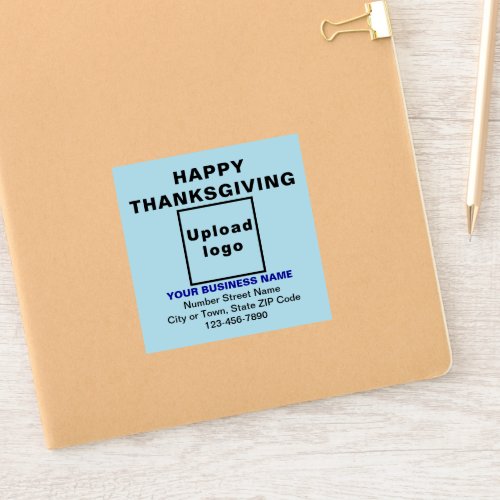 Business Thanksgiving Light Blue Square Vinyl Sticker