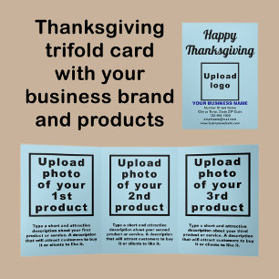 Business Thanksgiving Light Blue Trifold Card