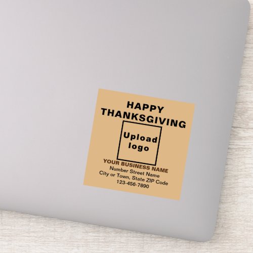 Business Thanksgiving Light Brown Square Vinyl Sticker