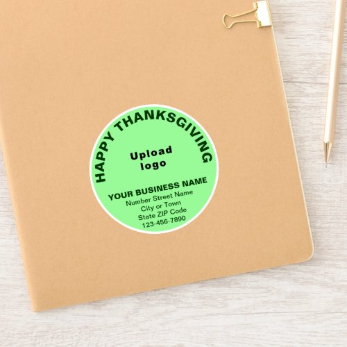 Business Thanksgiving Light Green Round Vinyl Sticker