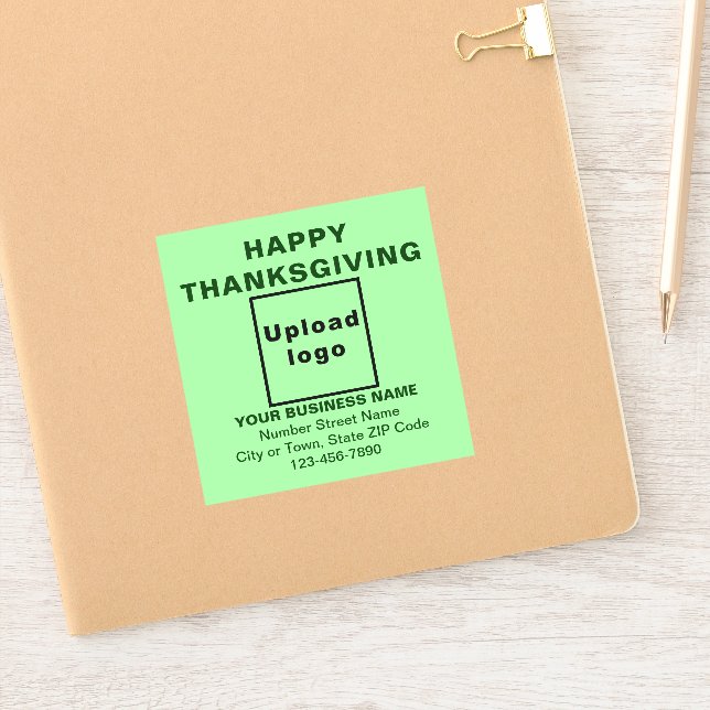 Business Thanksgiving Light Green Square Vinyl Sticker (Notebook)