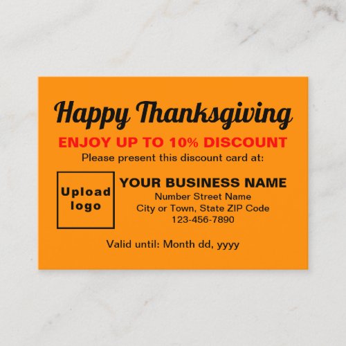 Business Thanksgiving Orange Color Discount Card