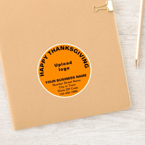Business Thanksgiving Orange Color Round Vinyl Sticker
