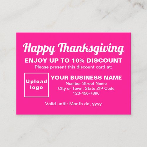 Business Thanksgiving Pink Discount Card