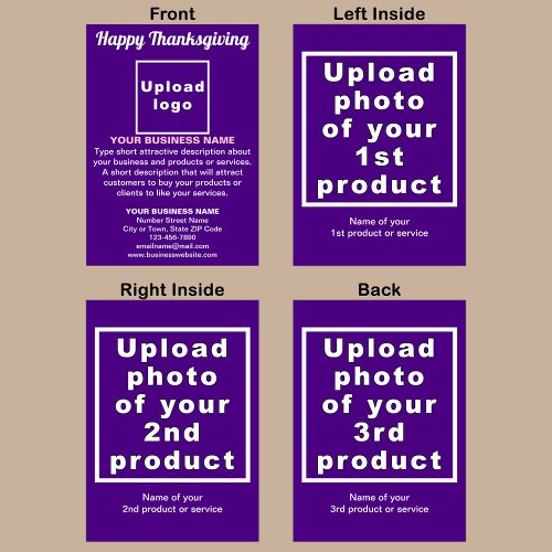 Business Thanksgiving Purple Folded Holiday Card