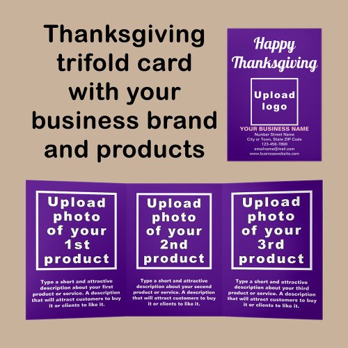 Business Thanksgiving Purple Trifold Card