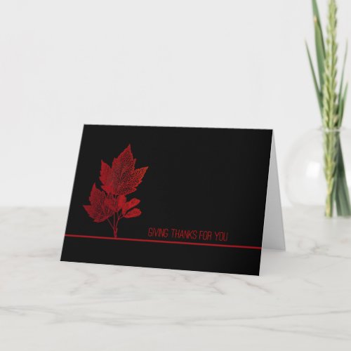 Business Thanksgiving Red Leaves Black Holiday Card
