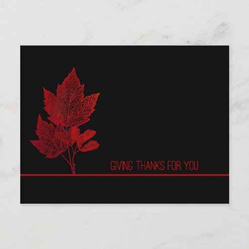 Business Thanksgiving Red Leaves Holiday Postcard
