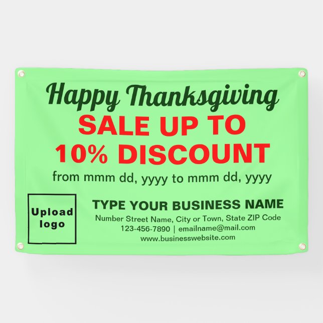 Business Thanksgiving Sale, Light Green Rectangle Banner (Horizontal)