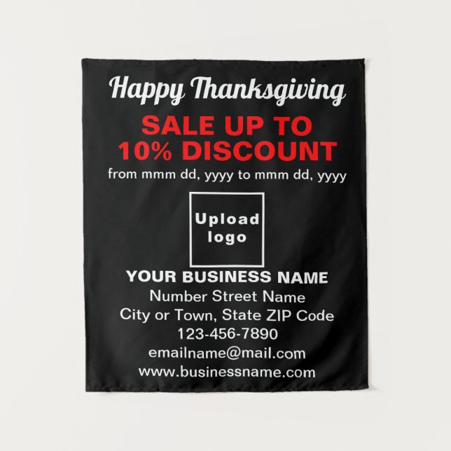 Business Thanksgiving Sale on Black Tapestry (Front)
