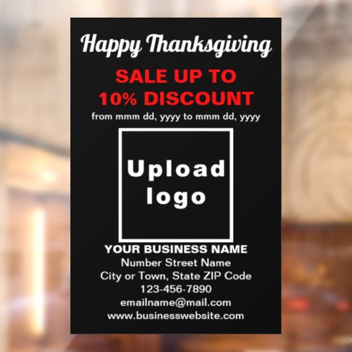 Business Thanksgiving Sale on Black Window Cling