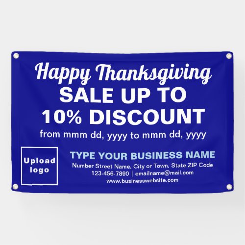 Business Thanksgiving Sale on Blue Rectangle Banner