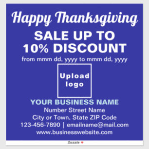 Business Thanksgiving Sale on Blue Vinyl Sticker