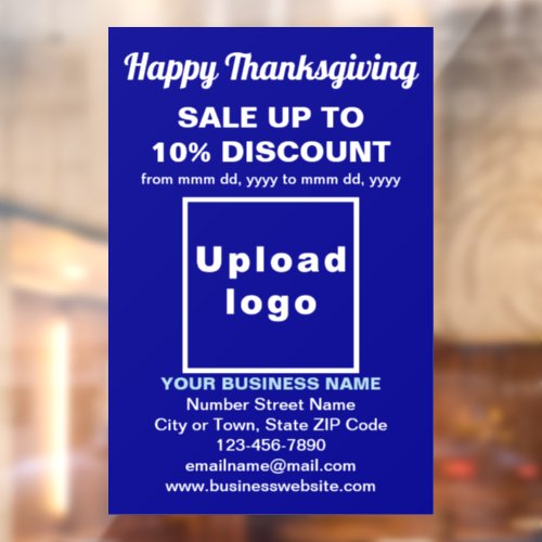 Business Thanksgiving Sale on Blue Window Cling