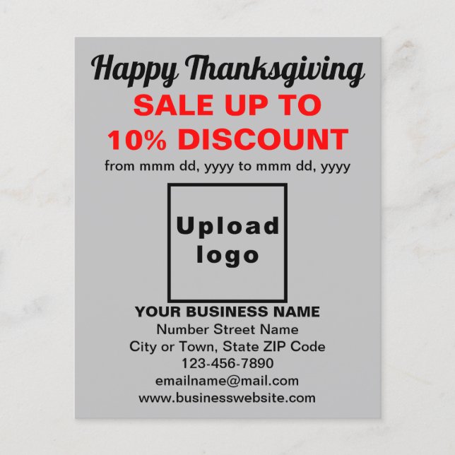 Business Thanksgiving Sale on Gray Flyer (Front)