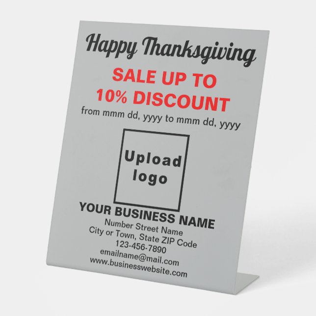 Business Thanksgiving Sale on Gray Pedestal Sign (Front)