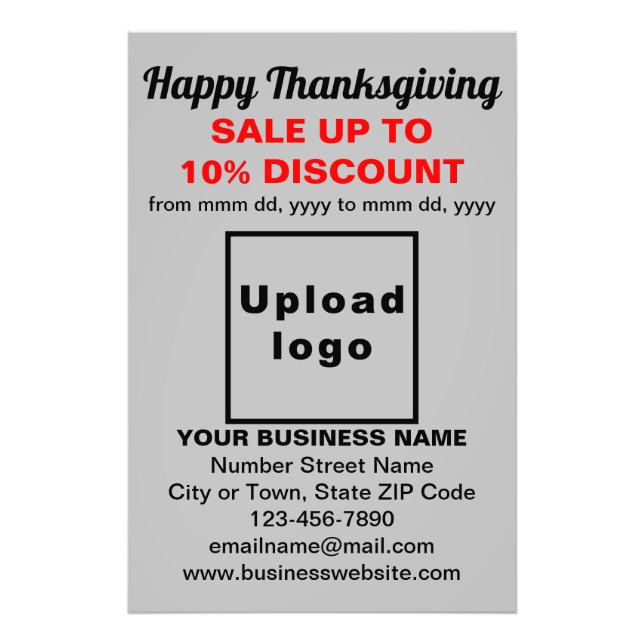 Business Thanksgiving Sale on Gray Photo Paper Print (Front)