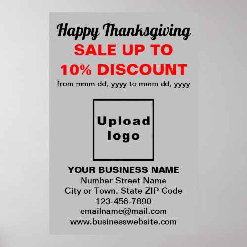 Business Thanksgiving Sale on Gray Poster