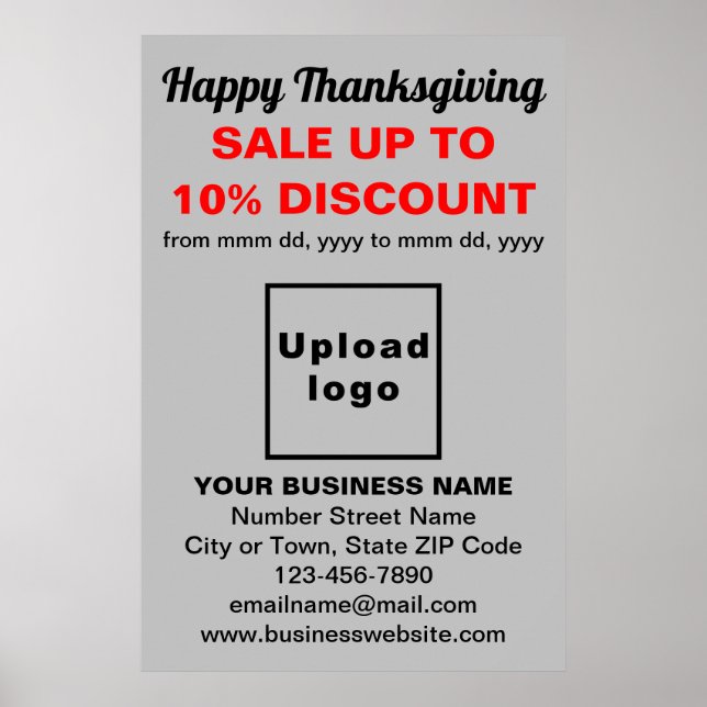 Business Thanksgiving Sale on Gray Poster (Front)