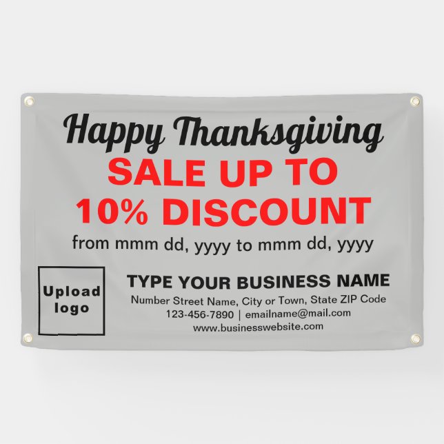 Business Thanksgiving Sale on Gray Rectangle Banner (Horizontal)