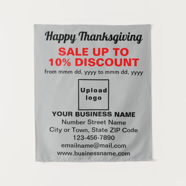 Business Thanksgiving Sale on Gray Tapestry (Front)