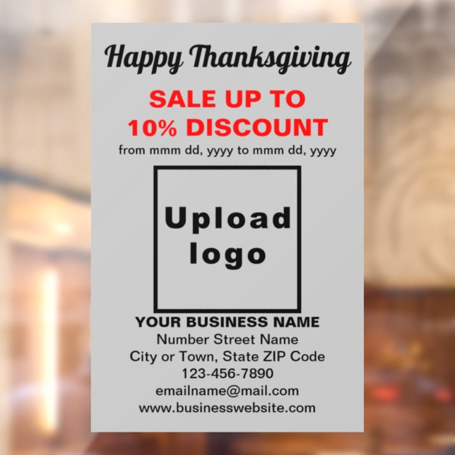 Business Thanksgiving Sale on Gray Window Cling (Sheet 2)