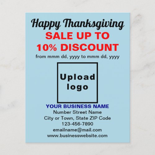 Business Thanksgiving Sale on Light Blue Flyer