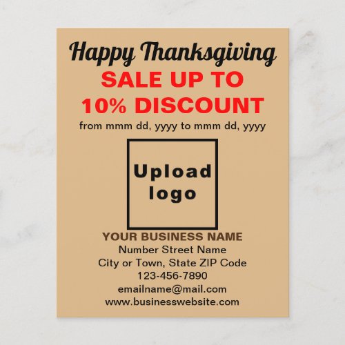 Business Thanksgiving Sale on Light Brown Flyer